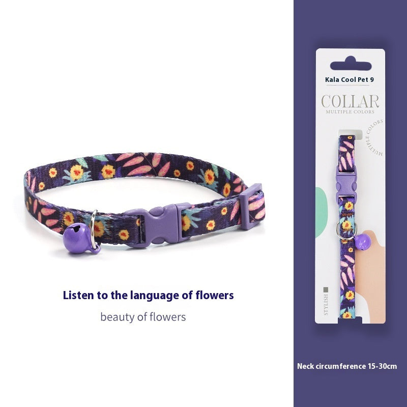 HKM-2666941 Woven Collar with Bell for Cats | Anti-suffocation Safety Buckle in Various Patterns and Colors