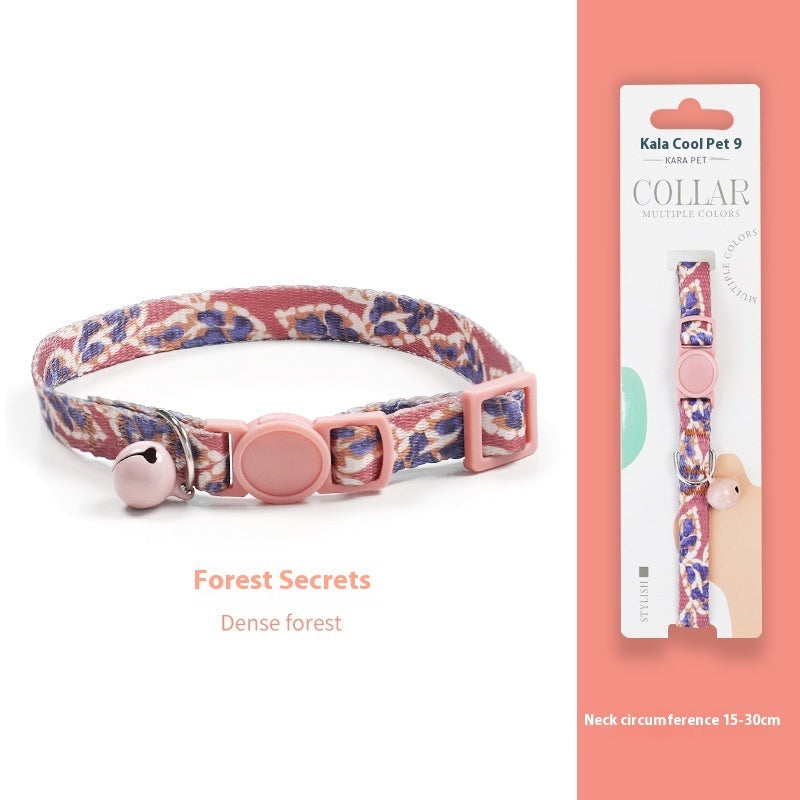 HKM-2666941 Woven Collar with Bell for Cats | Anti-suffocation Safety Buckle in Various Patterns and Colors