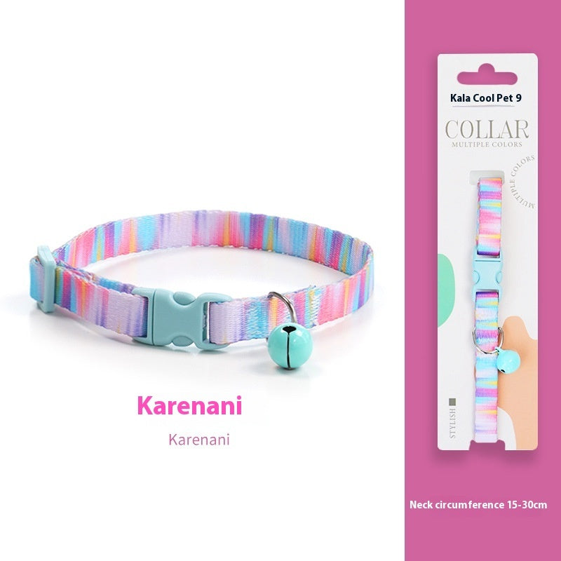 HKM-2666941 Woven Collar with Bell for Cats | Anti-suffocation Safety Buckle in Various Patterns and Colors