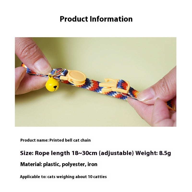 HKM-2666941 Woven Collar with Bell for Cats | Anti-suffocation Safety Buckle in Various Patterns and Colors