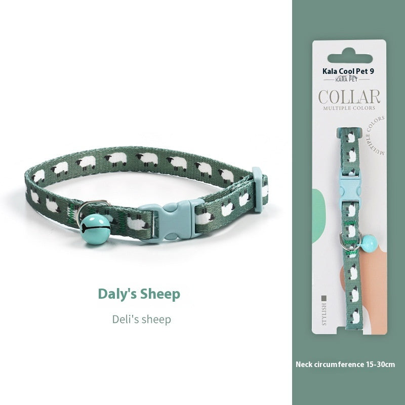 HKM-2666941 Woven Collar with Bell for Cats | Anti-suffocation Safety Buckle in Various Patterns and Colors