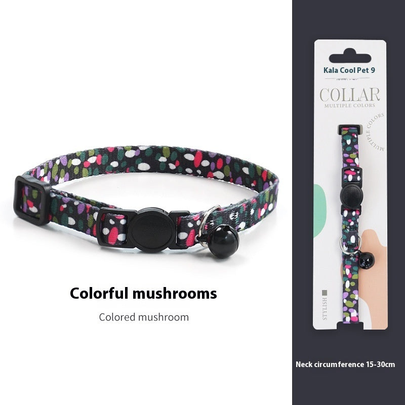HKM-2666941 Woven Collar with Bell for Cats | Anti-suffocation Safety Buckle in Various Patterns and Colors