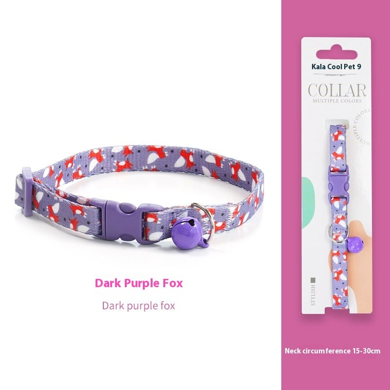 HKM-2666941 Woven Collar with Bell for Cats | Anti-suffocation Safety Buckle in Various Patterns and Colors