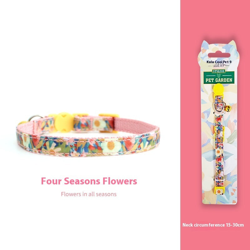 HKM-2666941 Woven Collar with Bell for Cats | Anti-suffocation Safety Buckle in Various Patterns and Colors