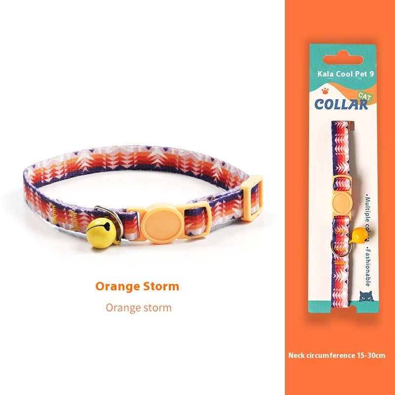 HKM-2666941 Woven Collar with Bell for Cats | Anti-suffocation Safety Buckle in Various Patterns and Colors