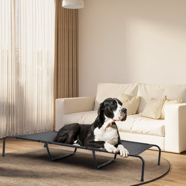 HKM-2669373 Elevated Dog Bed with Textilene Mesh and Powder-Coated Steel, Ideal for Indoor and Outdoor Use