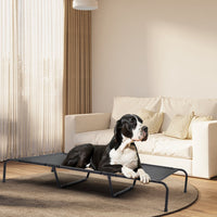 HKM-2669373 Elevated Dog Bed with Textilene Mesh and Powder-Coated Steel, Ideal for Indoor and Outdoor Use