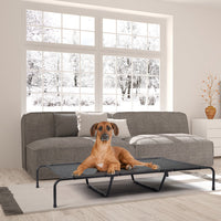 HKM-2669373 Elevated Dog Bed with Textilene Mesh and Powder-Coated Steel, Ideal for Indoor and Outdoor Use