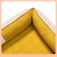 HKM-2670781 Warm Removable Waterproof Sponge Square Cat and Dog Kennel - Khaki Apricot Yellow