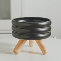HKM-2670909 Ceramic Cat Food and Water Bowl with Wooden Frame