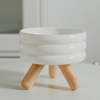 HKM-2670909 Ceramic Cat Food and Water Bowl with Wooden Frame