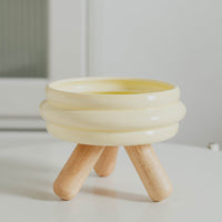 HKM-2670909 Ceramic Cat Food and Water Bowl with Wooden Frame