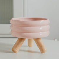 HKM-2670909 Ceramic Cat Food and Water Bowl with Wooden Frame