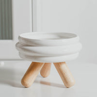 HKM-2670909 Ceramic Cat Food and Water Bowl with Wooden Frame