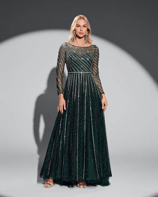 HKM-267091 Elegant Green Formal Evening Dress - EZ25059 Design