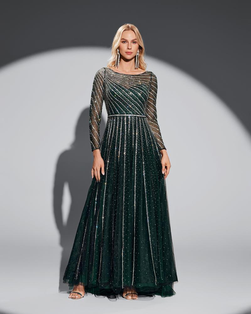 HKM-267091 Elegant Green Formal Evening Dress - EZ25059 Design