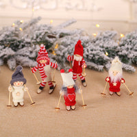 HKM-267155 Wooden Ski Dolls - Christmas Decoration in Various Designs with Wool and Wood Materials