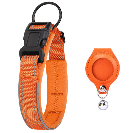 HKM-2672701 Durable Leather Case for Airtag Tracker - Adjustable Pet Collar with Multiple Color Options