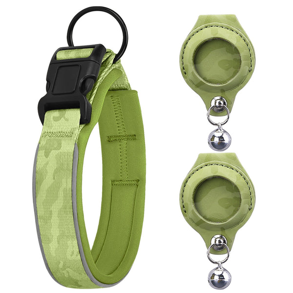 HKM-2672701 Durable Leather Case for Airtag Tracker - Adjustable Pet Collar with Multiple Color Options