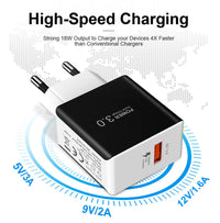 HKM-267411 18W Quick Charge 3.0 USB Wall Charger for iPhone, Samsung, Huawei - EU Plug