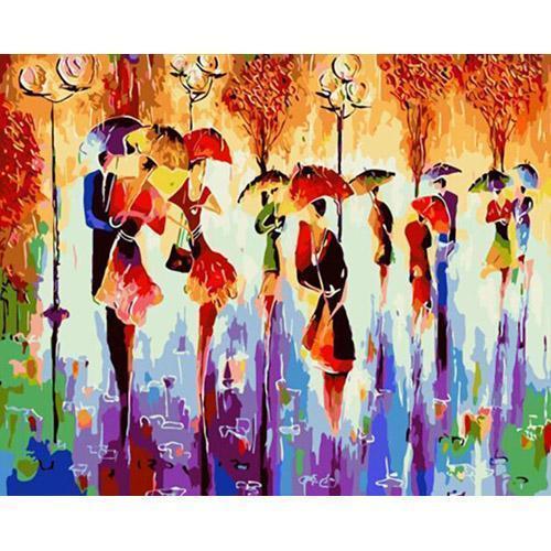 HKM-267475 Colorful Umbrella People Artwork for Home Decoration
