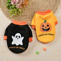 HKM-2675133 Halloween Pumpkin Skull Sweater for Small Dogs - Cozy Autumn & Winter Pet Clothing in Yellow, Black, Purple, Sizes XS to XL