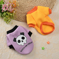 HKM-2675133 Halloween Pumpkin Skull Sweater for Small Dogs - Cozy Autumn & Winter Pet Clothing in Yellow, Black, Purple, Sizes XS to XL