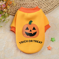 HKM-2675133 Halloween Pumpkin Skull Sweater for Small Dogs - Cozy Autumn & Winter Pet Clothing in Yellow, Black, Purple, Sizes XS to XL