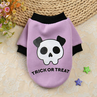 HKM-2675133 Halloween Pumpkin Skull Sweater for Small Dogs - Cozy Autumn & Winter Pet Clothing in Yellow, Black, Purple, Sizes XS to XL
