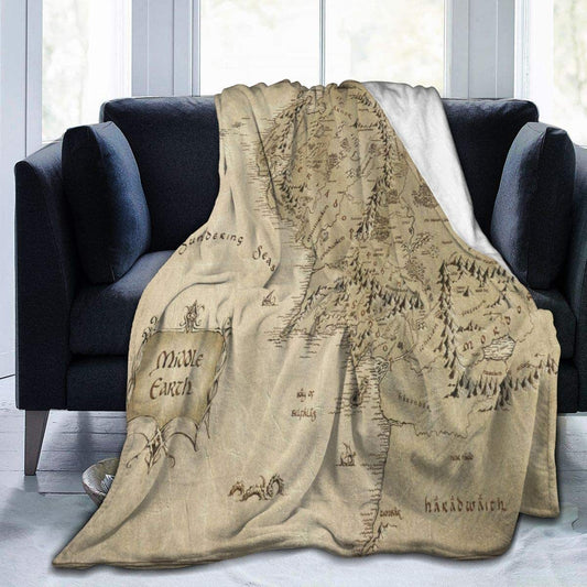 HKM-267539 Soft Polyester Fiber Velvet Map Blanket - Multiple Sizes Available