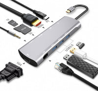 HKM-267603 4K USB-C Docking Station with HDMI and VGA Ports, Aluminum Alloy Shell, PD3.0 Fast Charge, 140mm Cable Length