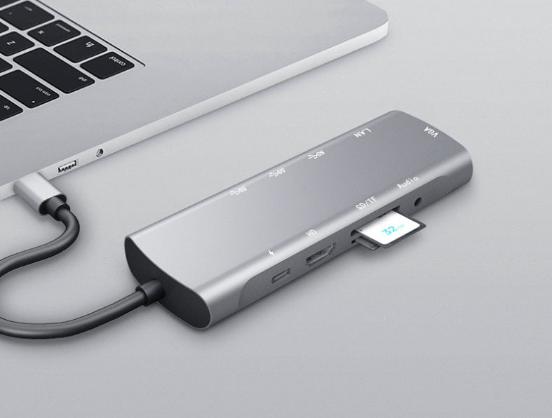 HKM-267603 4K USB-C Docking Station with HDMI and VGA Ports, Aluminum Alloy Shell, PD3.0 Fast Charge, 140mm Cable Length