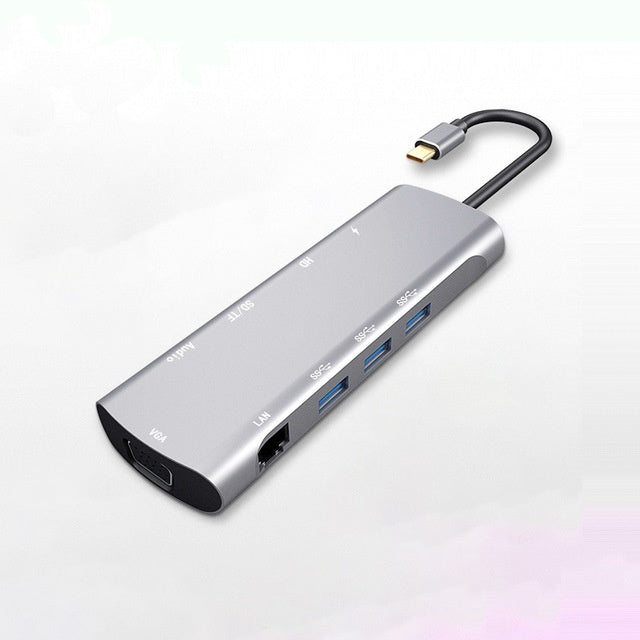 HKM-267603 4K USB-C Docking Station with HDMI and VGA Ports, Aluminum Alloy Shell, PD3.0 Fast Charge, 140mm Cable Length