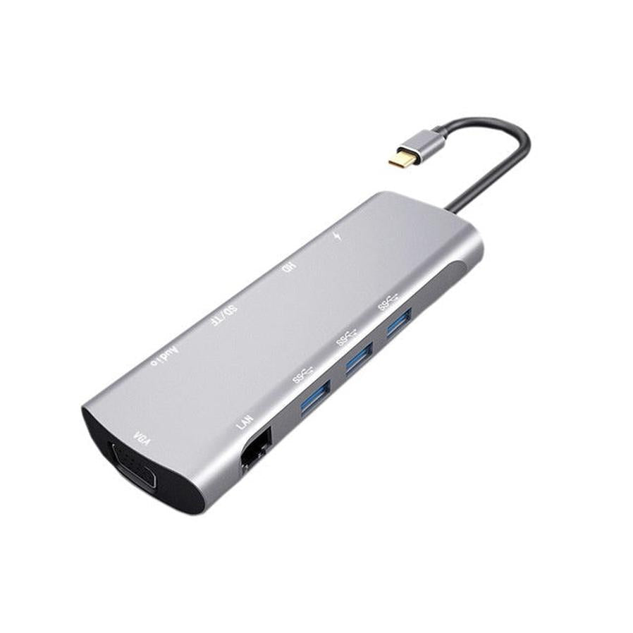 HKM-267603 4K USB-C Docking Station with HDMI and VGA Ports, Aluminum Alloy Shell, PD3.0 Fast Charge, 140mm Cable Length