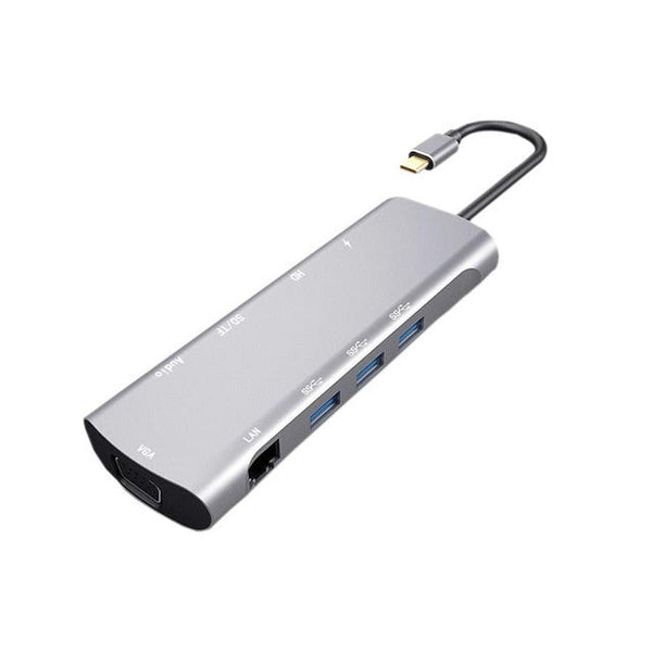 HKM-267603 4K USB-C Docking Station with HDMI and VGA Ports, Aluminum Alloy Shell, PD3.0 Fast Charge, 140mm Cable Length