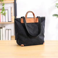 HKM-267603 Large Capacity One Shoulder Handbag with Cowhide Splicing in Japanese Style