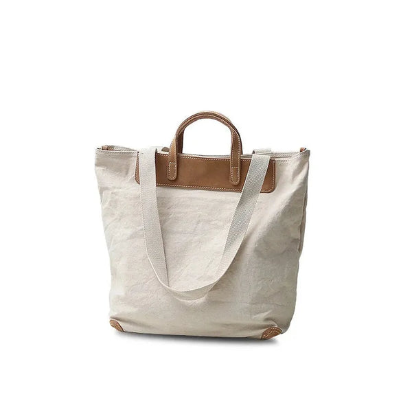 HKM-267603 Large Capacity One Shoulder Handbag with Cowhide Splicing in Japanese Style
