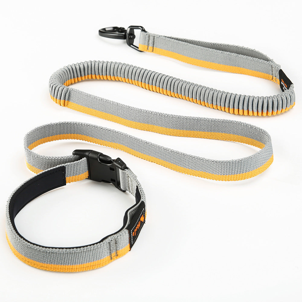 HKM-2676285 Durable Nylon Dog Walking Traction Belt with Adjustable Length, Red/Yellow