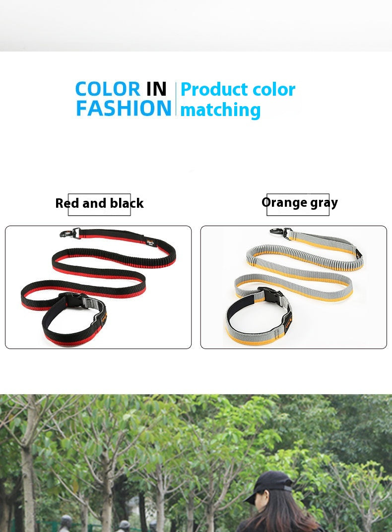 HKM-2676285 Durable Nylon Dog Walking Traction Belt with Adjustable Length, Red/Yellow