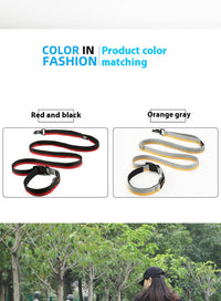HKM-2676285 Durable Nylon Dog Walking Traction Belt with Adjustable Length, Red/Yellow
