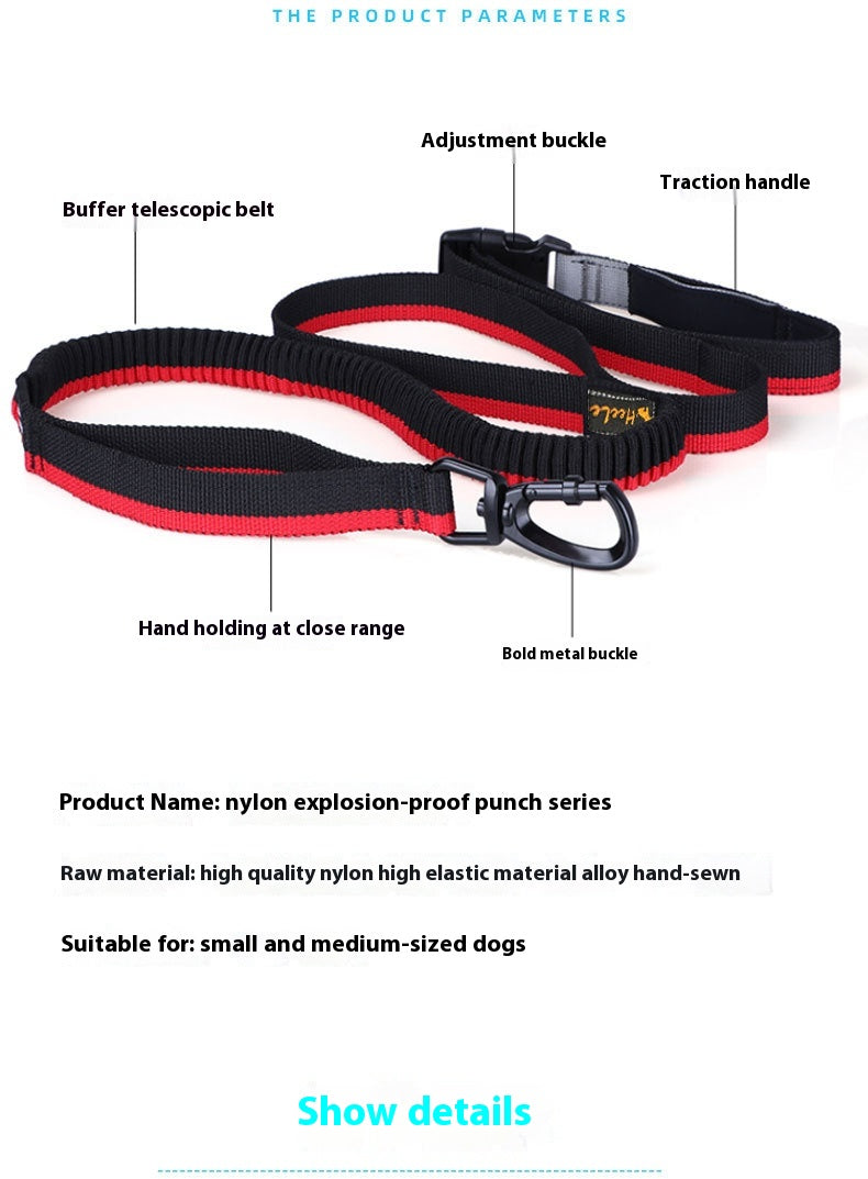 HKM-2676285 Durable Nylon Dog Walking Traction Belt with Adjustable Length, Red/Yellow