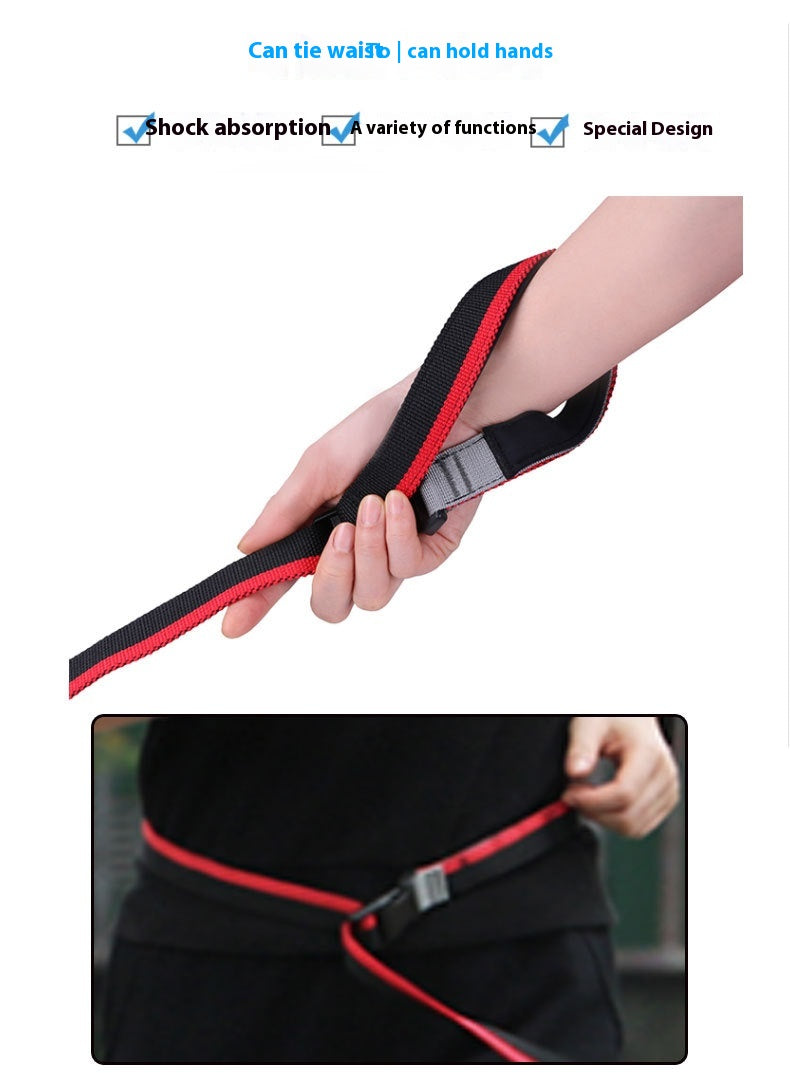 HKM-2676285 Durable Nylon Dog Walking Traction Belt with Adjustable Length, Red/Yellow
