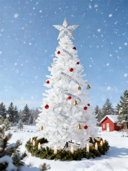 HKM-267667 Slim Artificial Christmas Tree in White - Available in 150cm, 180cm, and 210cm Sizes