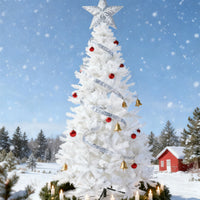 HKM-267667 Slim Artificial Christmas Tree in White - Available in 150cm, 180cm, and 210cm Sizes