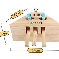 HKM-2677309 Interactive Solid Wood Cat Toy for Kittens and Hamsters with Multiple Holes
