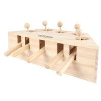 HKM-2677309 Interactive Solid Wood Cat Toy for Kittens and Hamsters with Multiple Holes