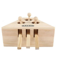 HKM-2677309 Interactive Solid Wood Cat Toy for Kittens and Hamsters with Multiple Holes