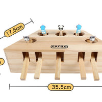 HKM-2677309 Interactive Solid Wood Cat Toy for Kittens and Hamsters with Multiple Holes