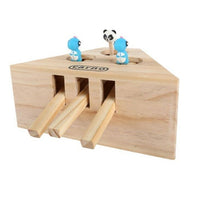 HKM-2677309 Interactive Solid Wood Cat Toy for Kittens and Hamsters with Multiple Holes