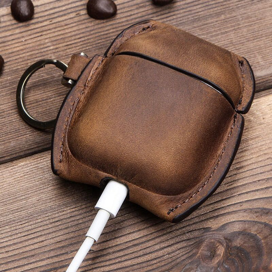 HKM-267731 Leather Case for AirPods 1/2 Generation - Soft Shell in Brown, Sapphire Blue, or Wine Red